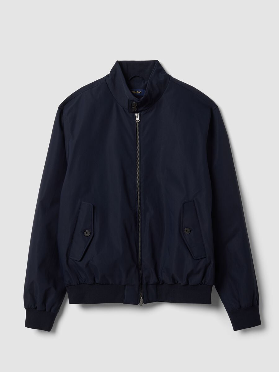 Giubbotto blu regular fit con zip e collo alto_0
