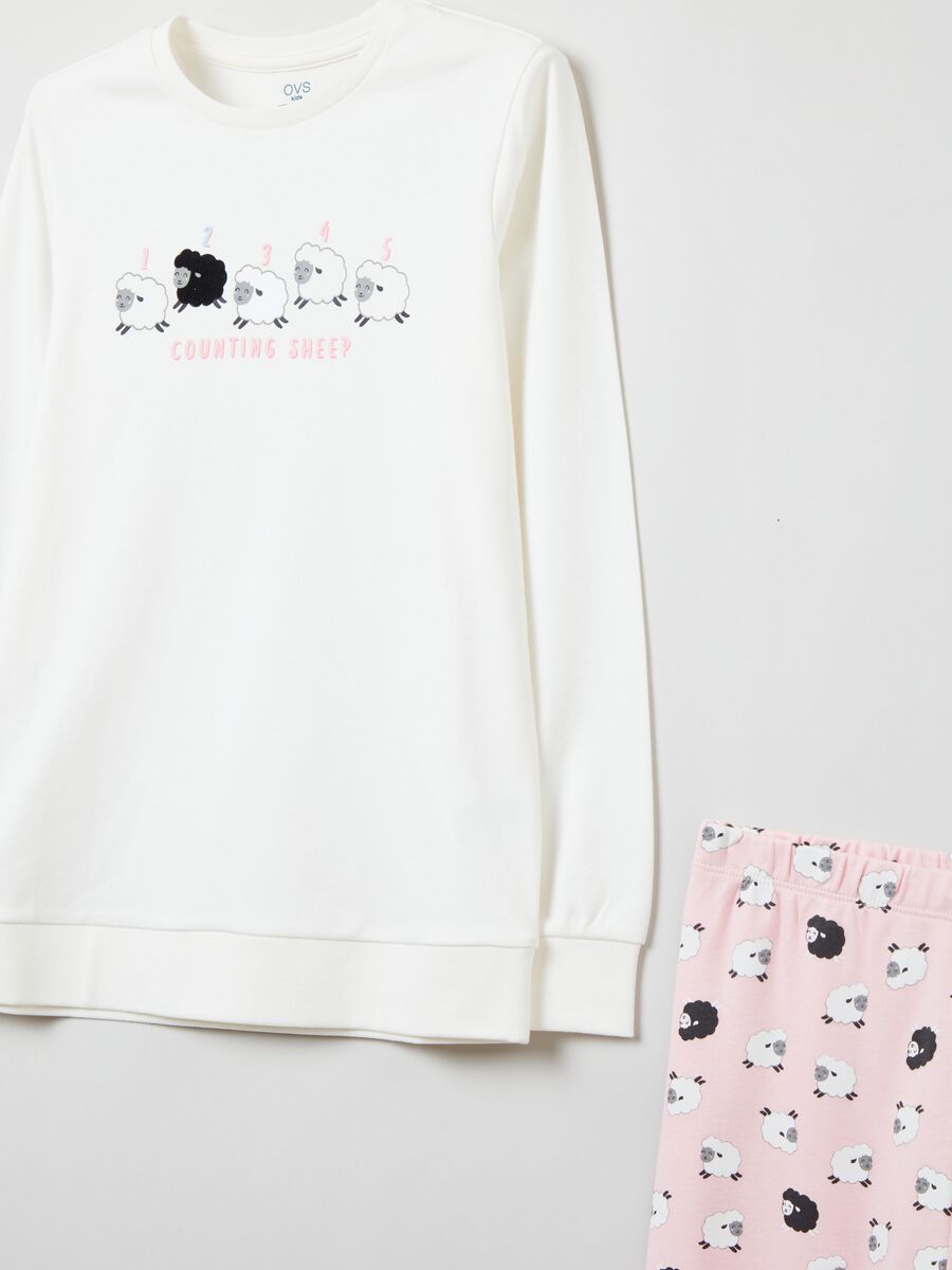 Pigiama in cotone con stampa pecorelle_2