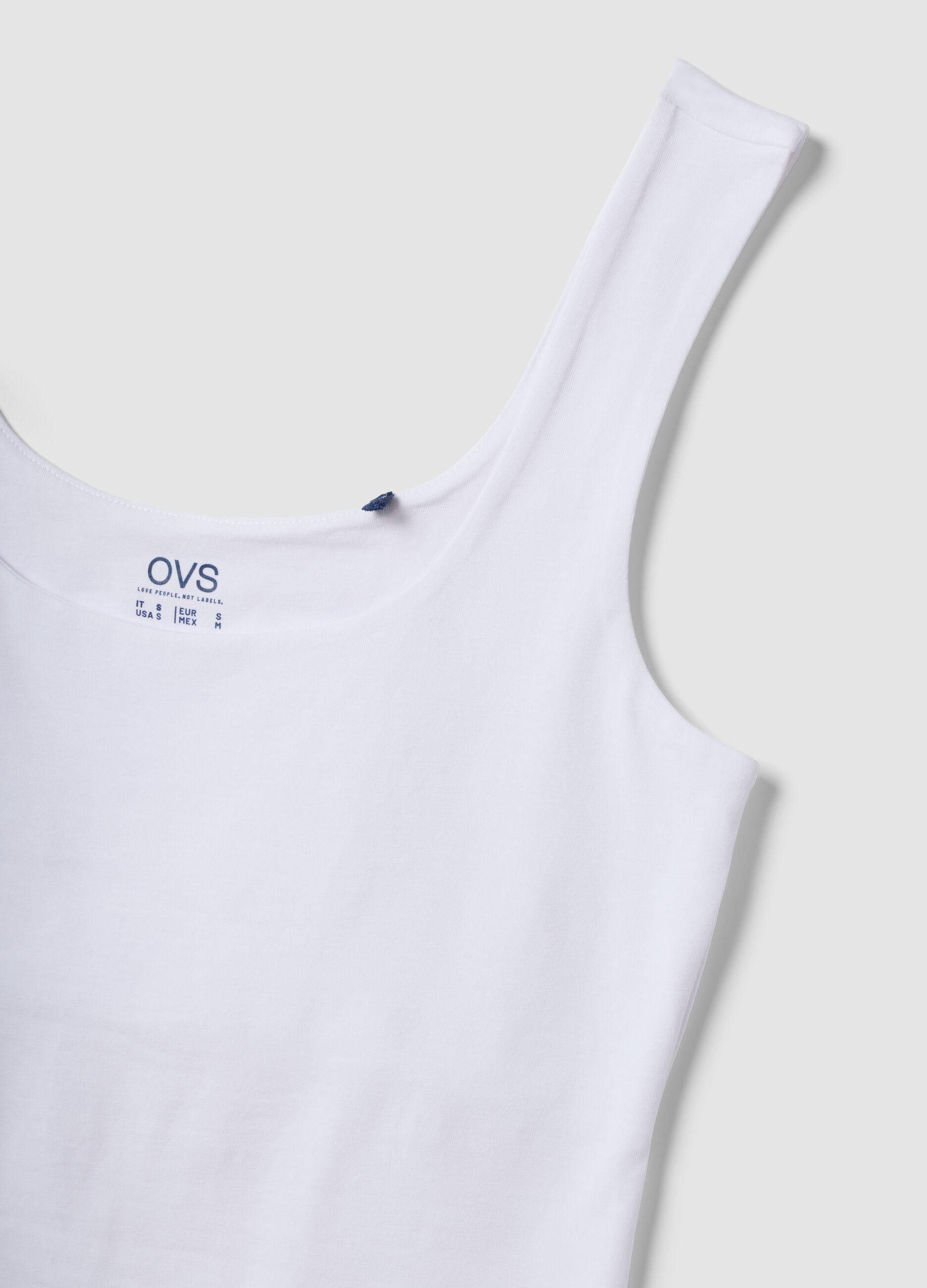 White fitted stretch-cotton tank top