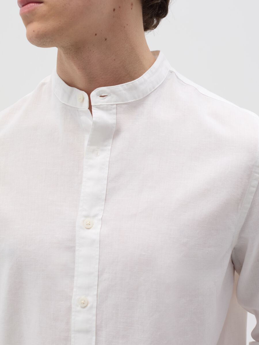 Cotton and linen shirt with Mandarin collar_2