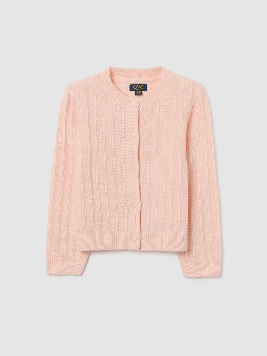 Cardigan da bambina rosa regular fit con bottoni_0