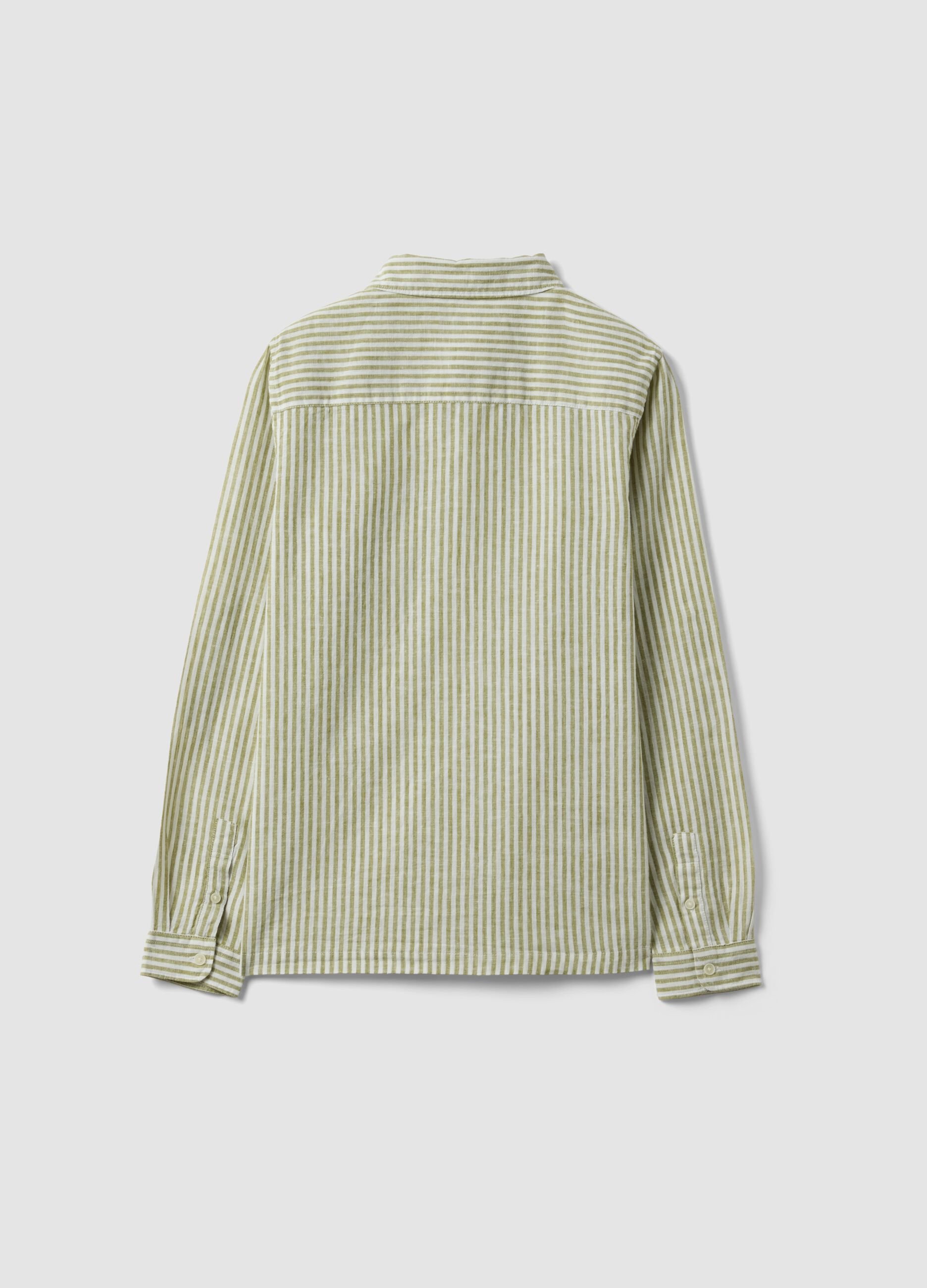 Boys' multicolour striped linen blend shirt, regular fit