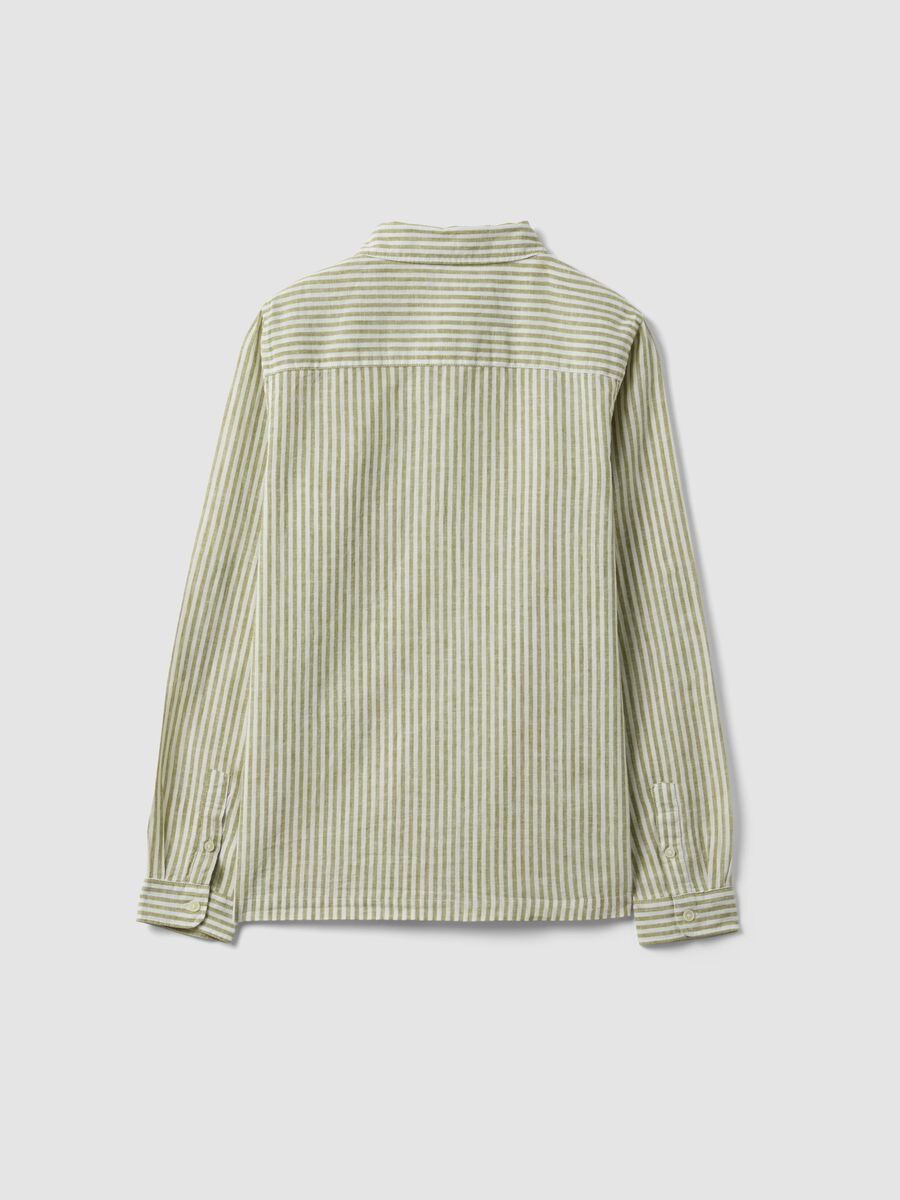 Camicia in misto lino a righe multicolor da ragazzo regular fit_4