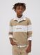 Polo beige in puro cotone a righe con collo classico per ragazzo_1