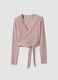 Pink ribbed stretch-cotton wrap top ALTAVIA STUDIO_5