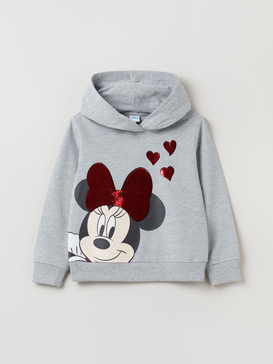 Felpa con cappuccio stampa Minnie con paillettes_0