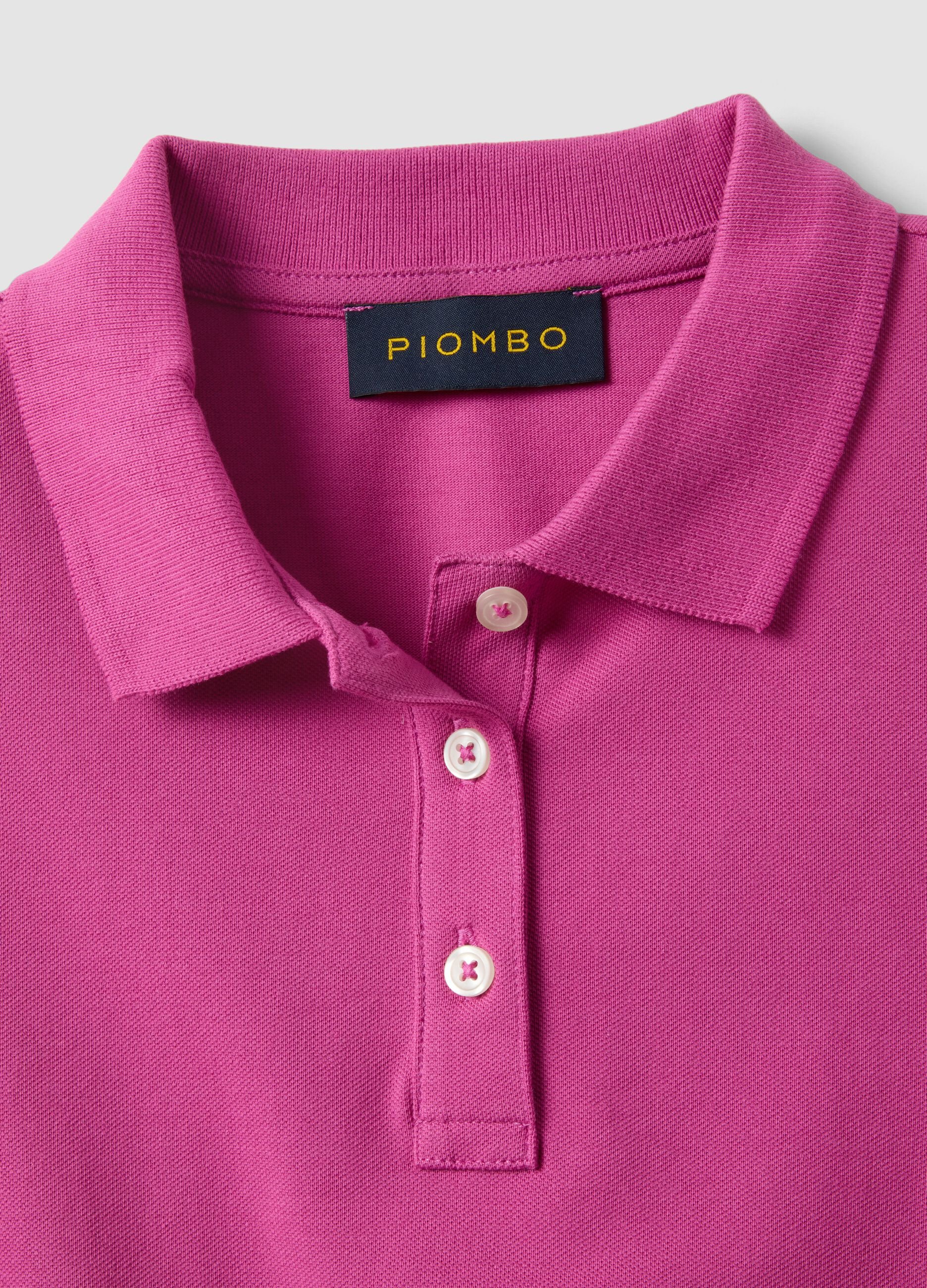 Pink short-sleeve pure cotton polo shirt, regular fit