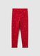 Girls' Red Stretch Cotton Skinny Leggings with Prints_1