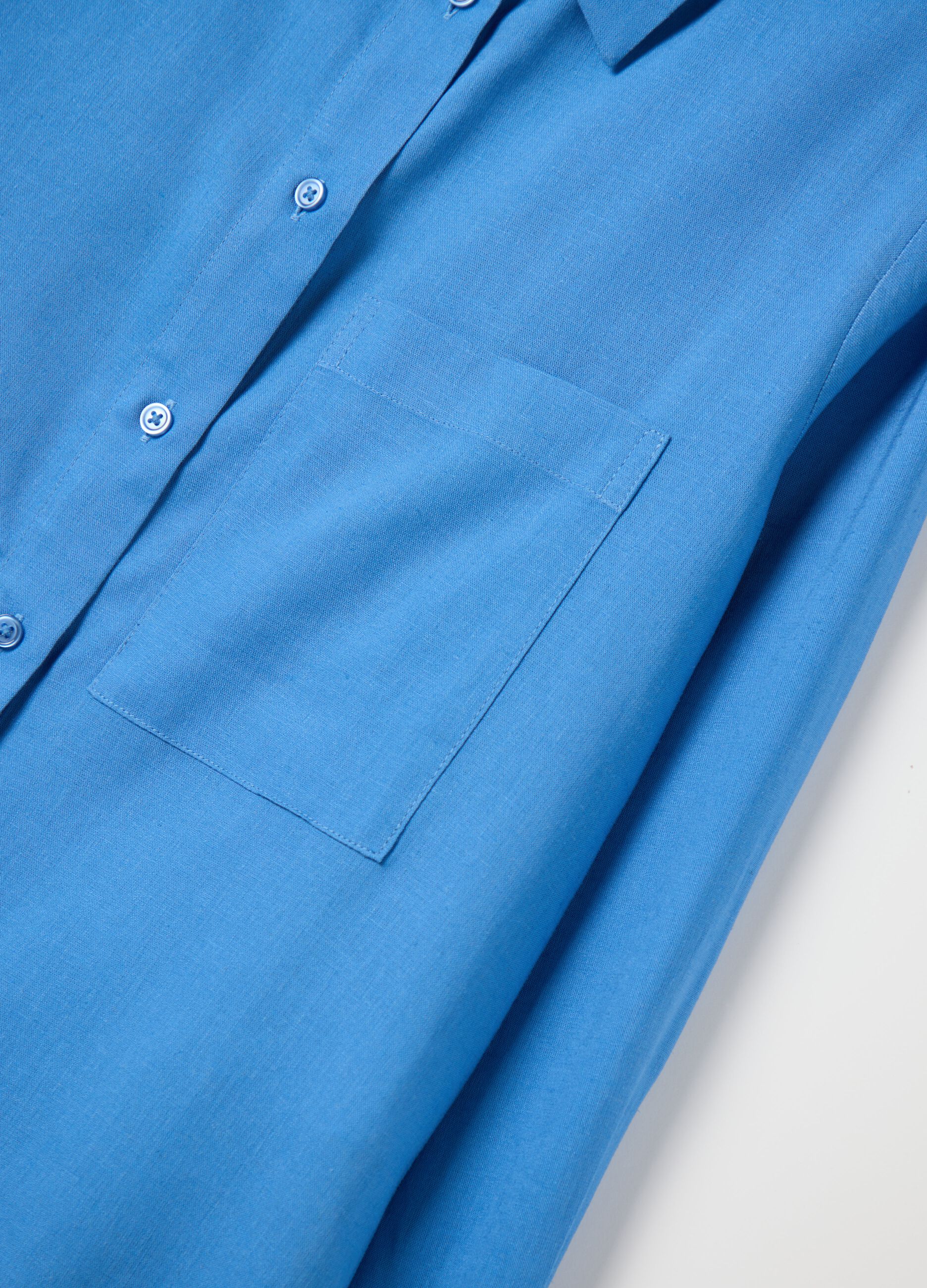 Women’s light blue regular-fit shirt in cotton without buttons