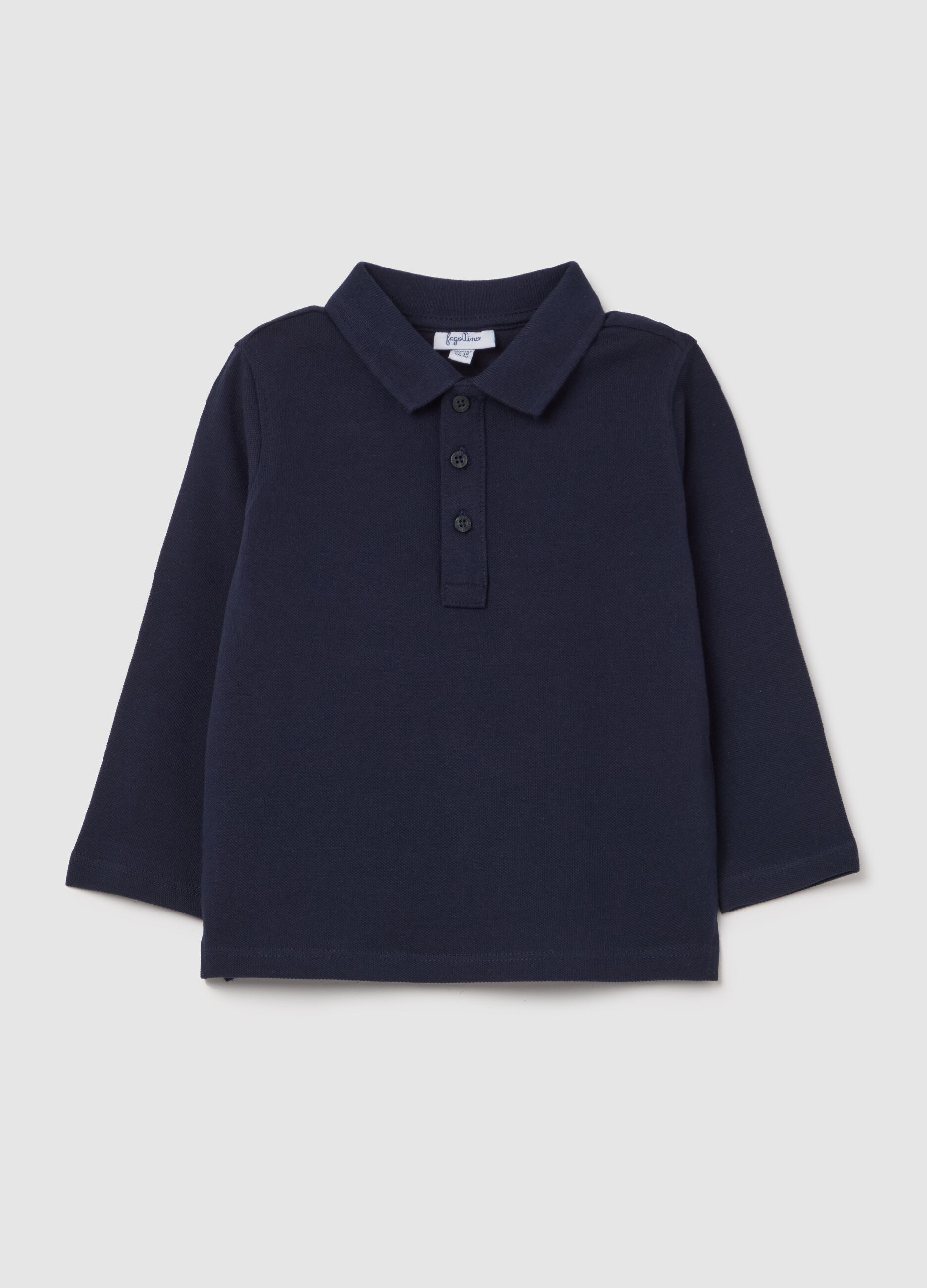 Long-sleeved polo shirt in piquet