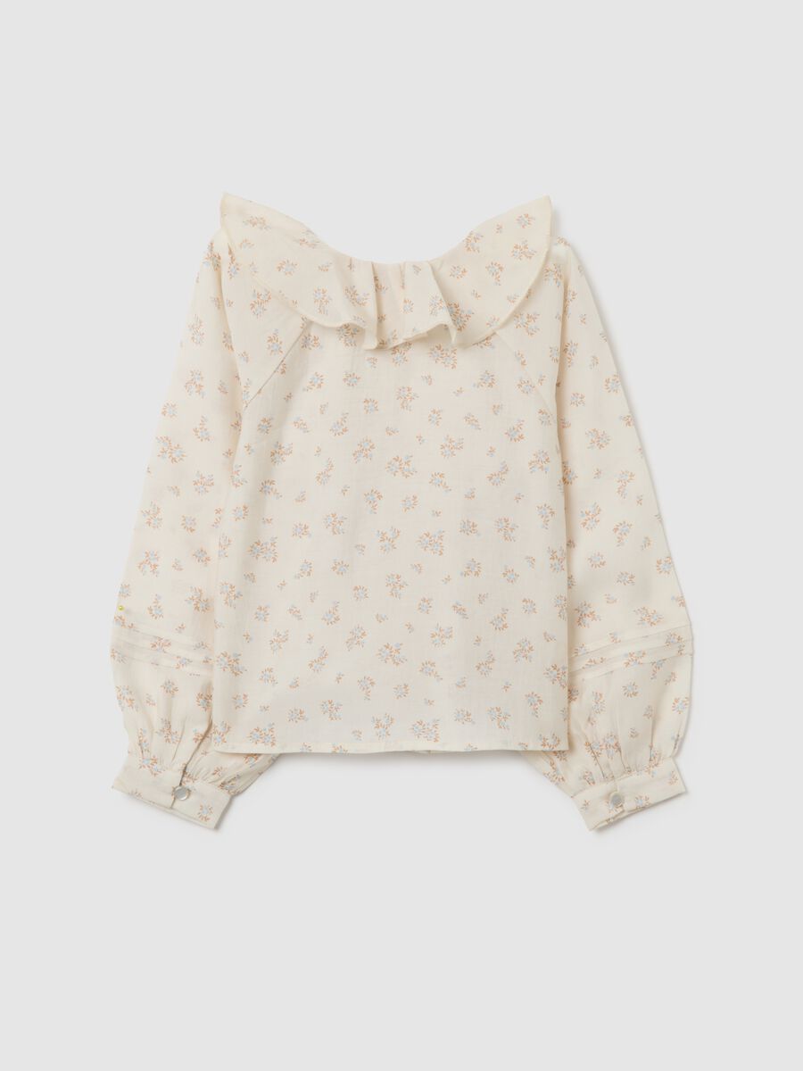 Blusa beige da bambina regular fit con motivo floreale_4