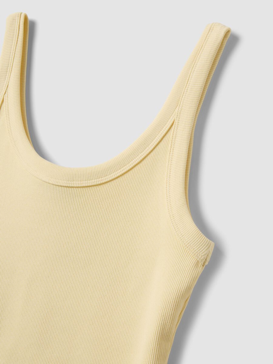 Yellow ribbed stretch cotton tank top_5