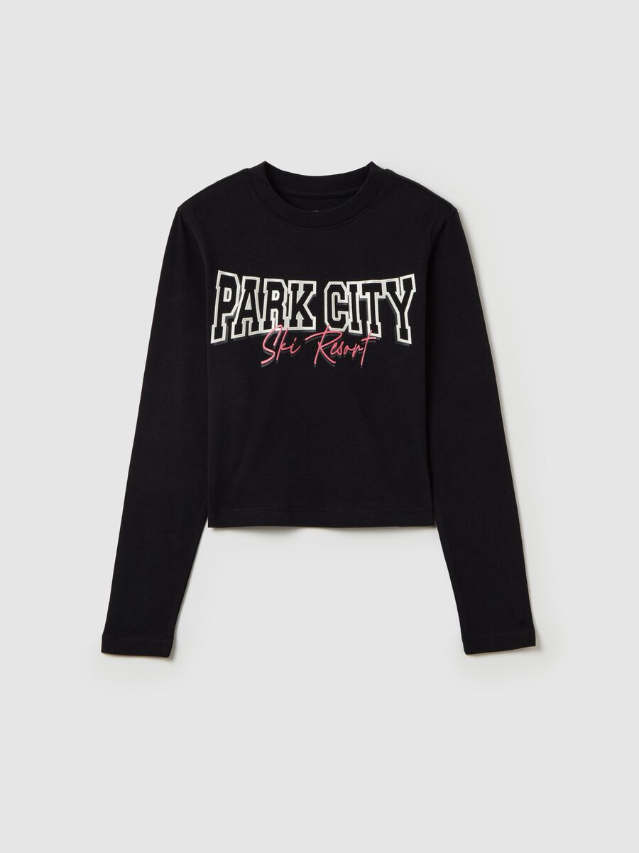 Long-sleeved T-shirt with lettering print_1