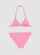 Pink triangle bikini in stretch fabric with frills_1