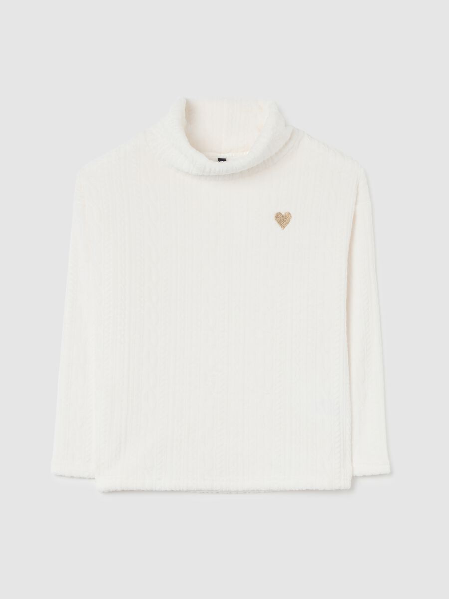 White turtleneck pyjama sweater regular fit with knit finish_4