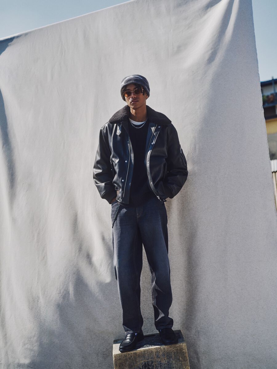 Bomber grigio regular fit e zip_0