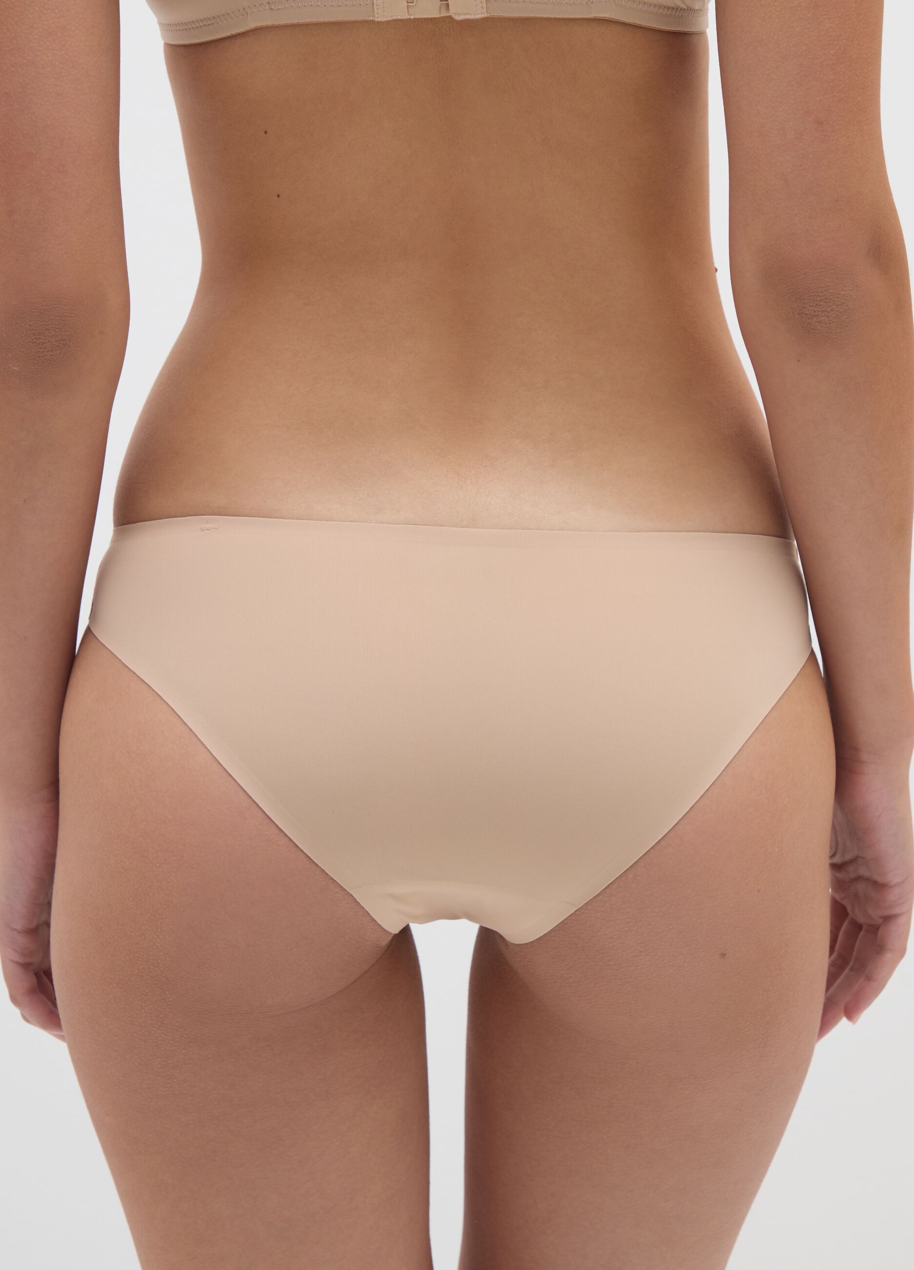 Beige Stretch Fabric Regular Fit Briefs
