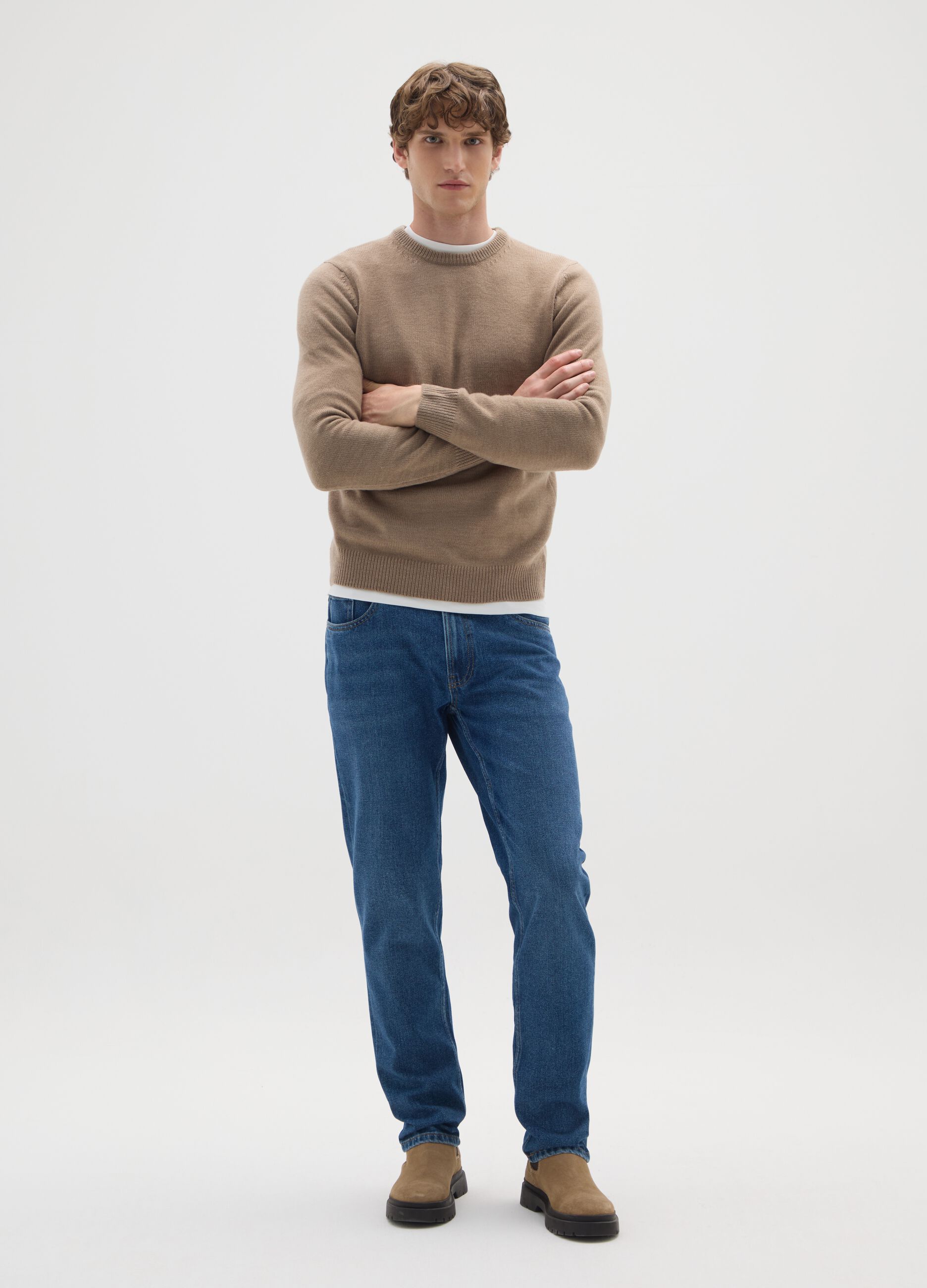 Regular Fit Beige Jumper