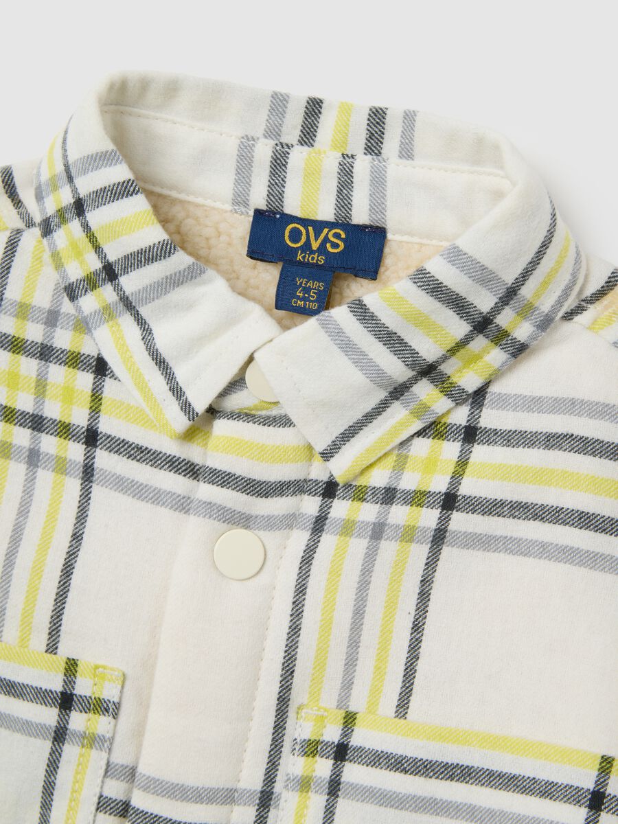 Children's multicoloured check shirt in pure cotton with oversized fit_3