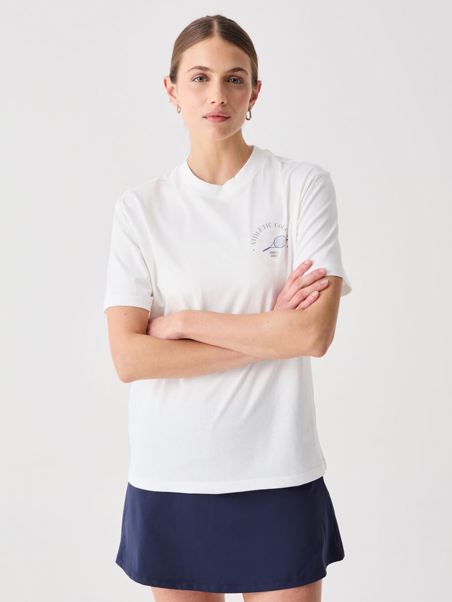 SLAZENGER cotton T-shirt with tennis motif print_0