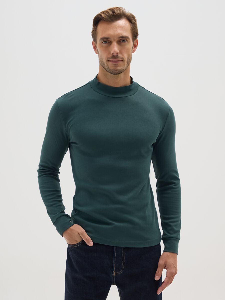 Maglia in puro cotone verde regular fit_0