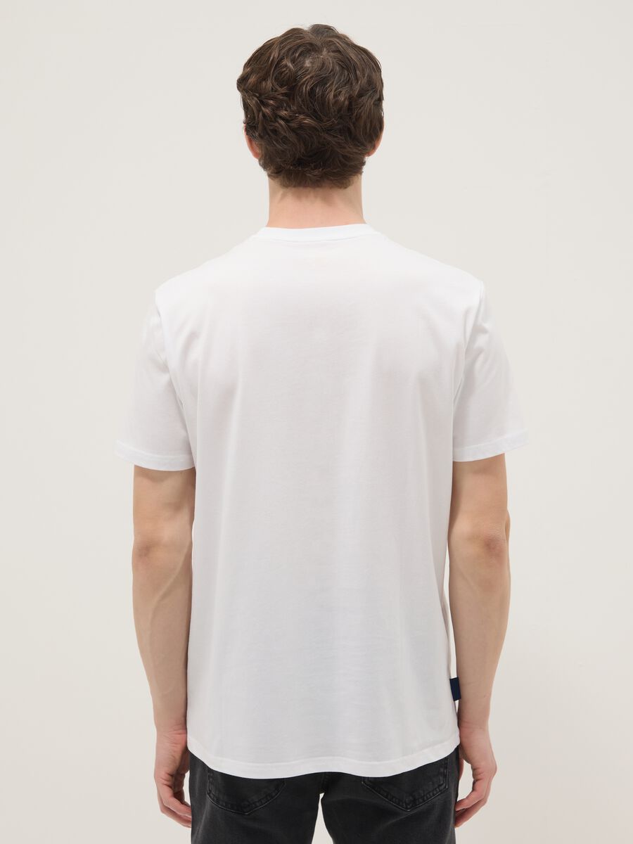 White pure cotton T-shirt with front print, regular fit_3