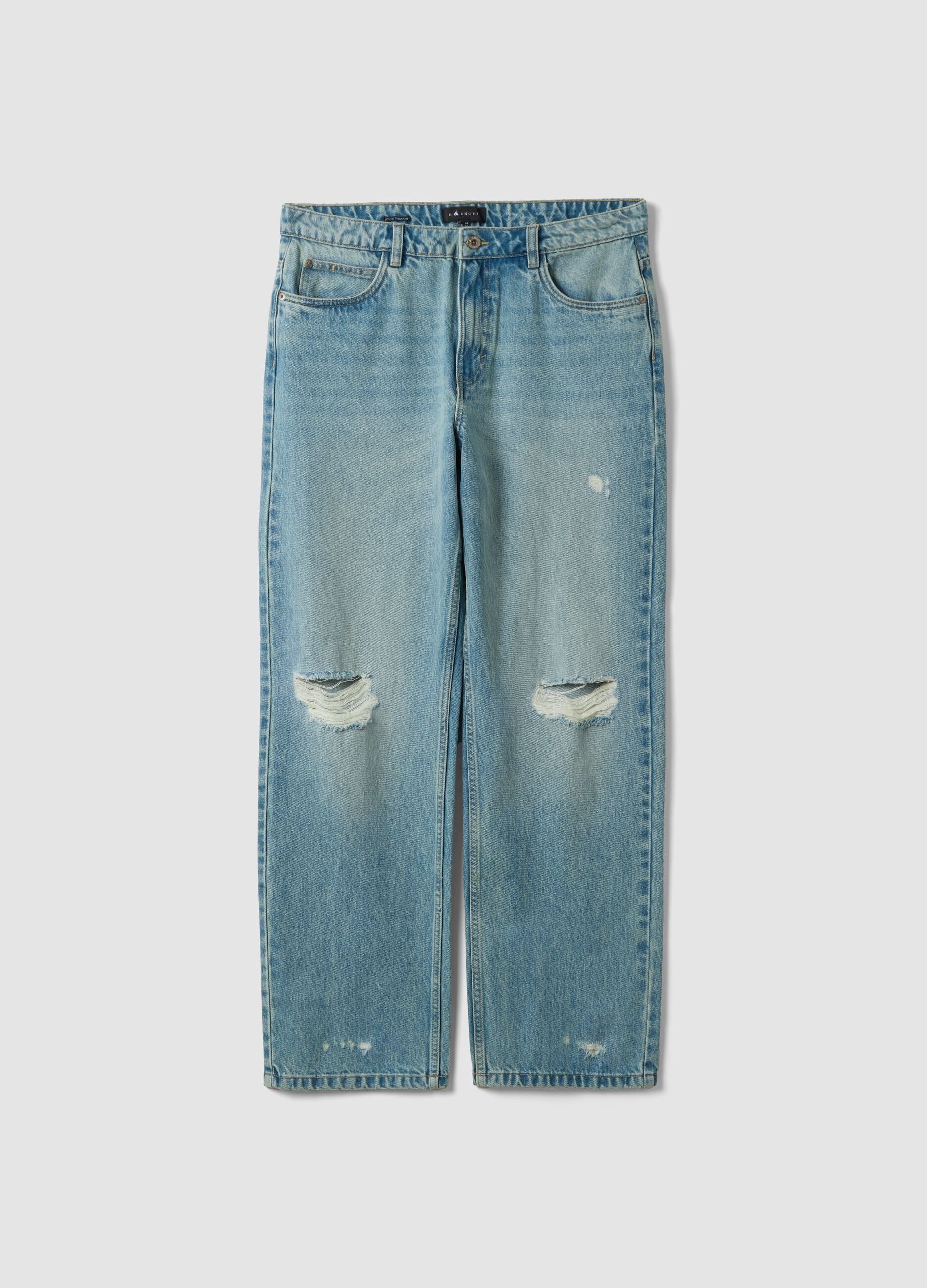 Jeans blu chiaro in puro cotone loose fit