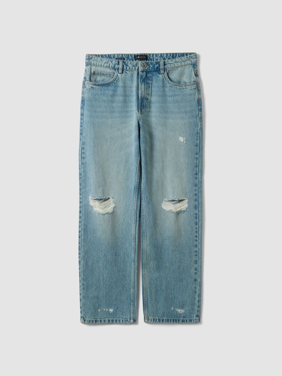 Jeans blu chiaro in puro cotone loose fit_0