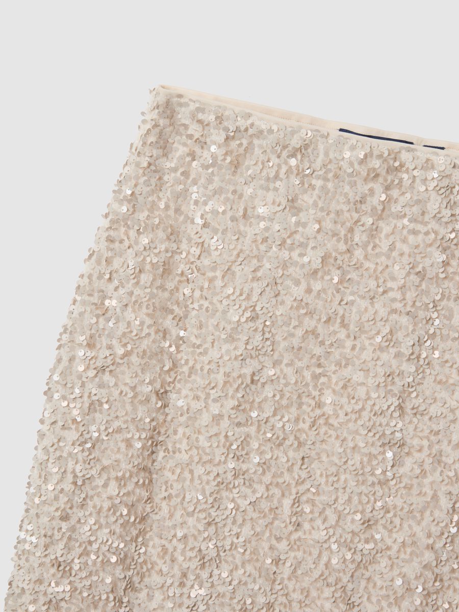 Gonna midi beige regular fit con paillettes_5