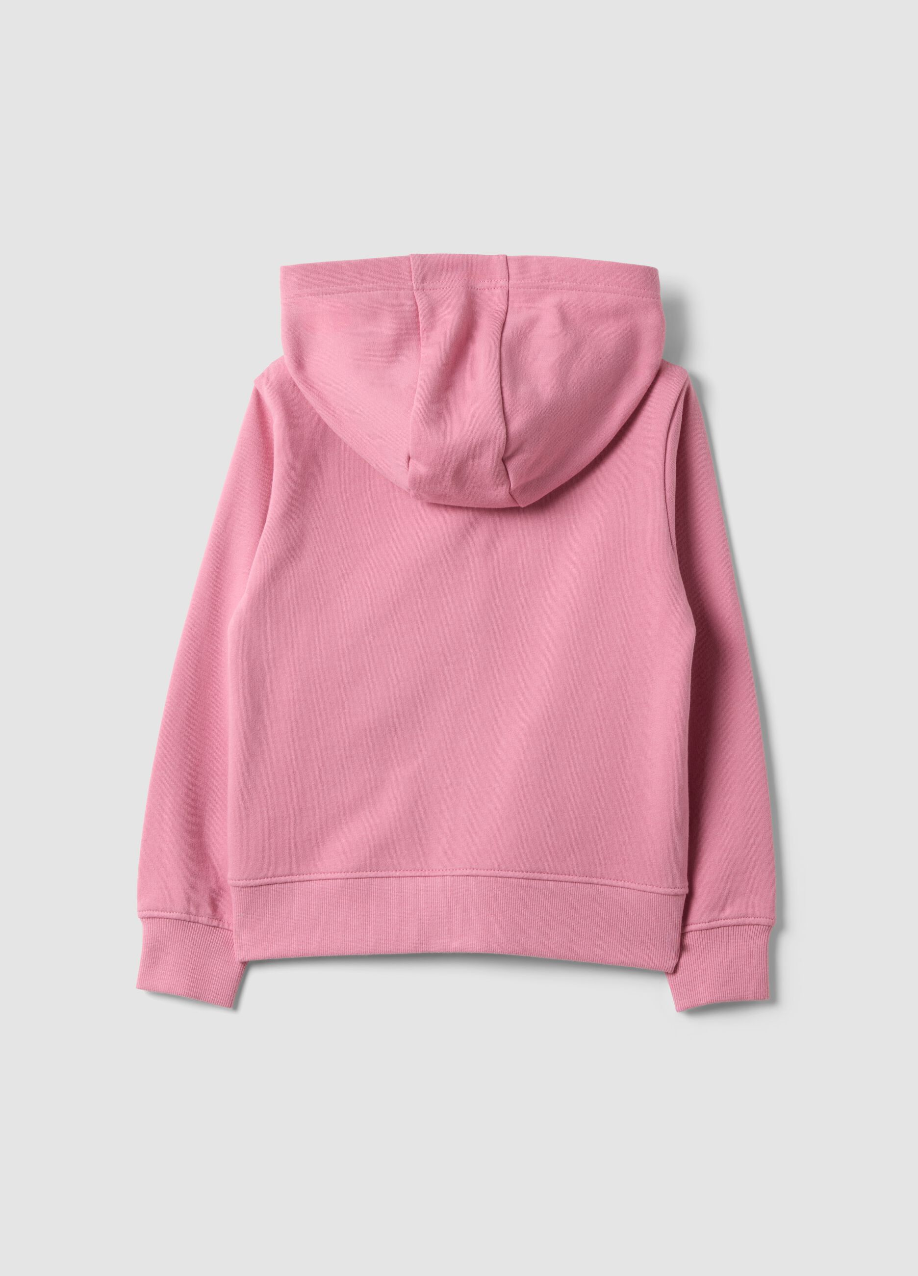 Girls&rsquo; pink organic cotton hooded sweatshirt