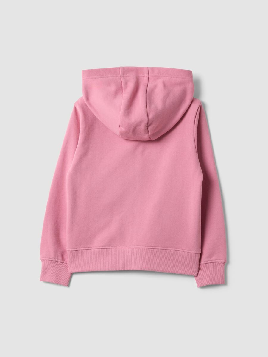 Felpa rosa in puro cotone organico con cappuccio per bambina_1