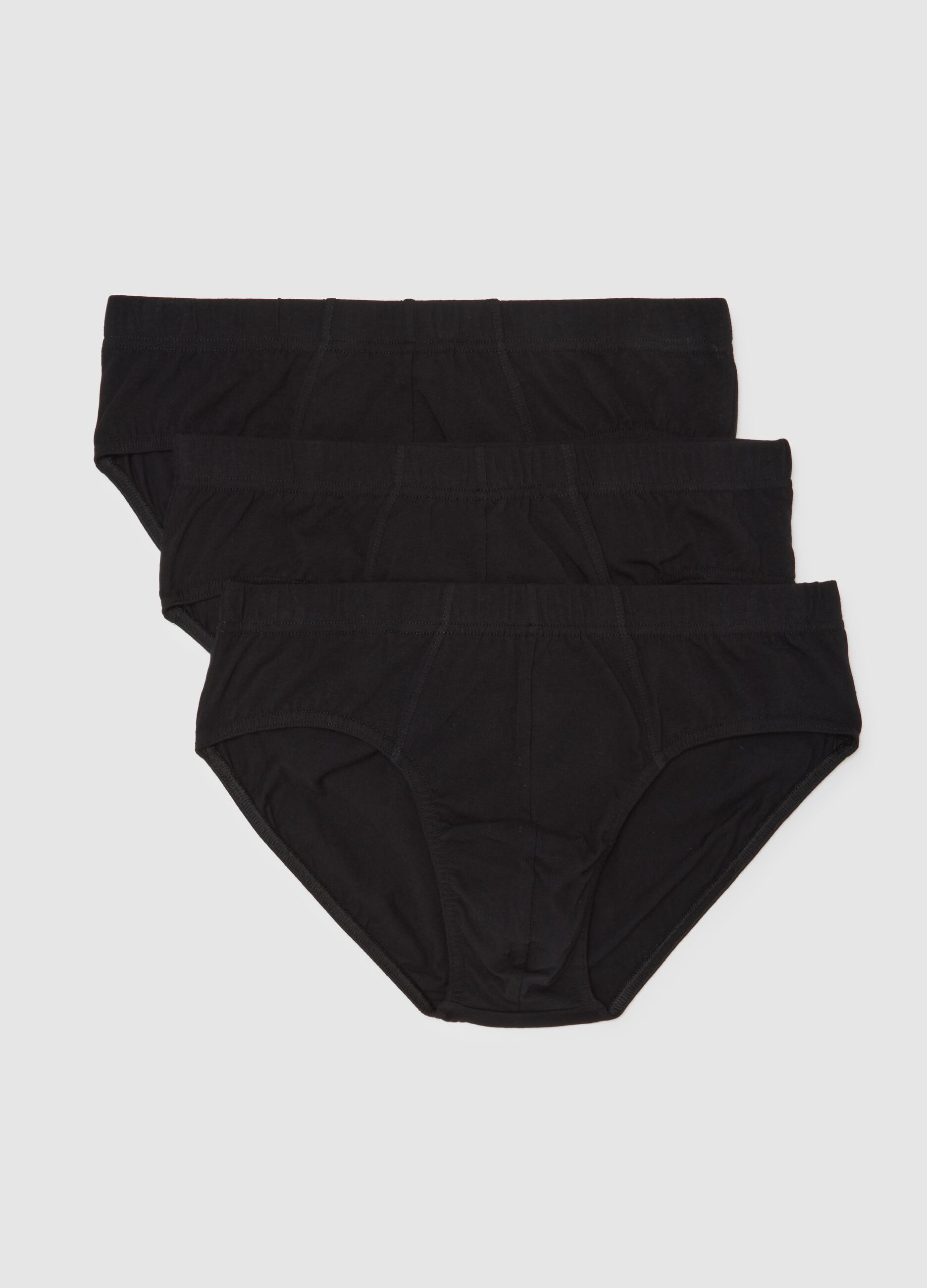 Set of black cotton regular fit tripack briefs