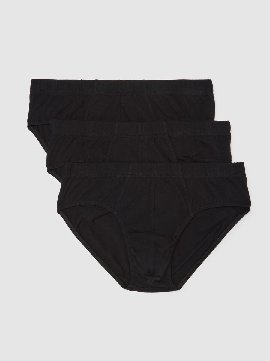 Set of black cotton regular fit tripack briefs_4