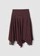 Brown polka-dot skirt in a viscose-blend with an asymmetric hem_0