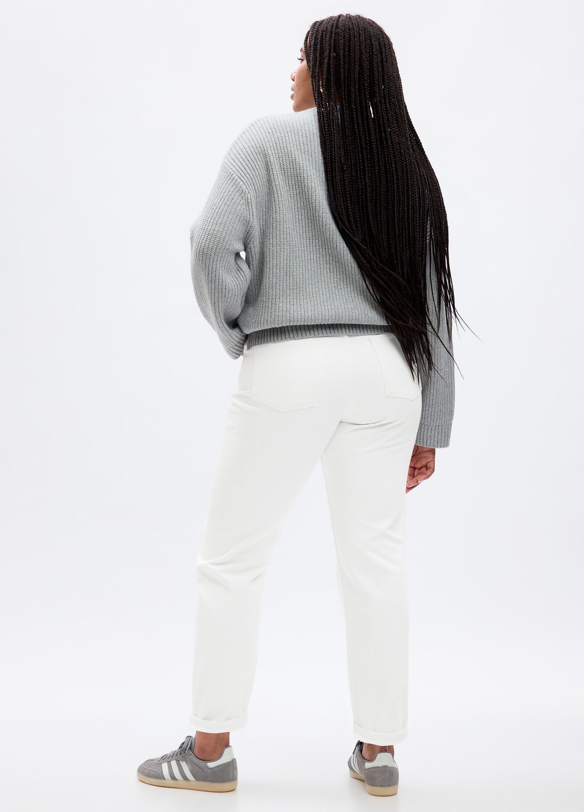 Girlfriend-fit jeans with mid-rise waist