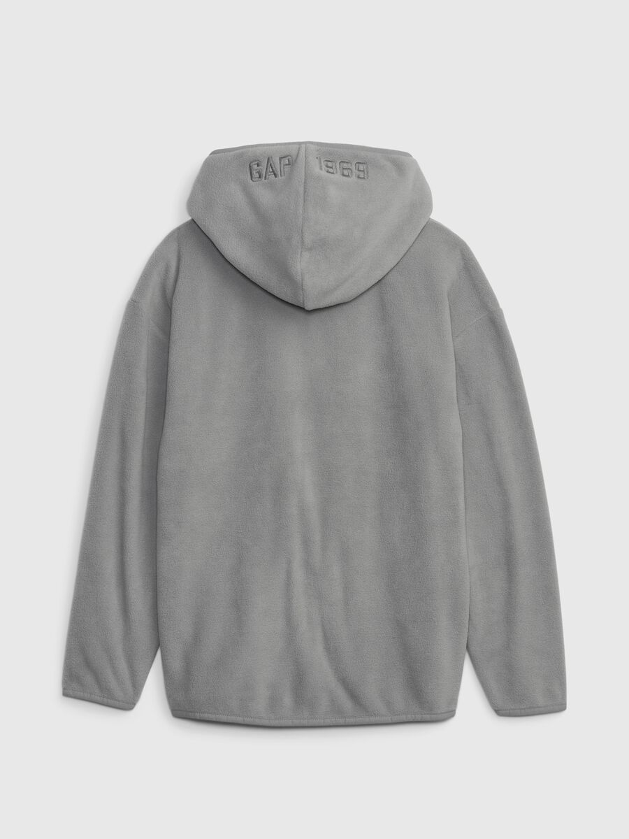 Full-zip in pile con cappuccio e ricamo logo_1