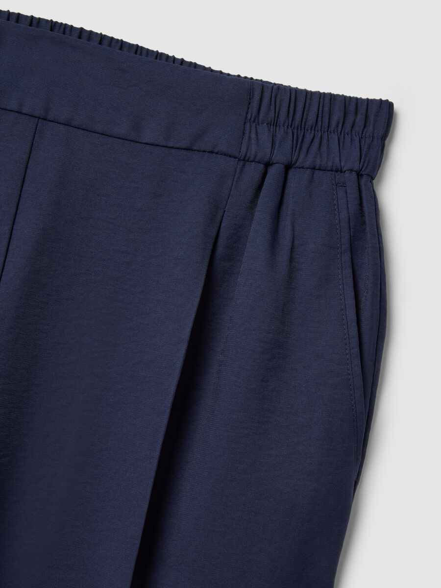 Blue regular fit viscose blend trousers_5