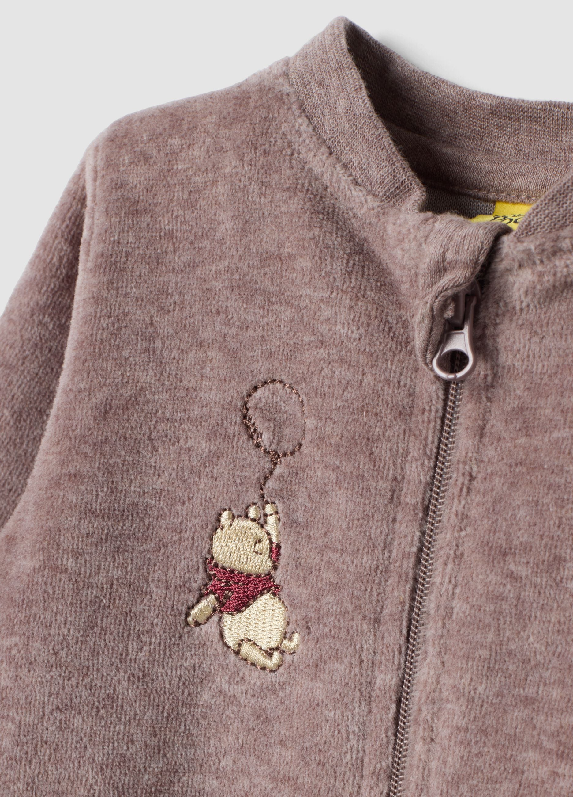 2-pack beige Winnie the Pooh embroidered cotton-blend sleepsuits