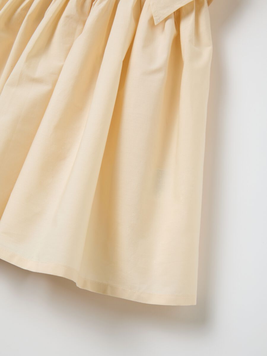 Girl's beige cotton dress with regular fit_3