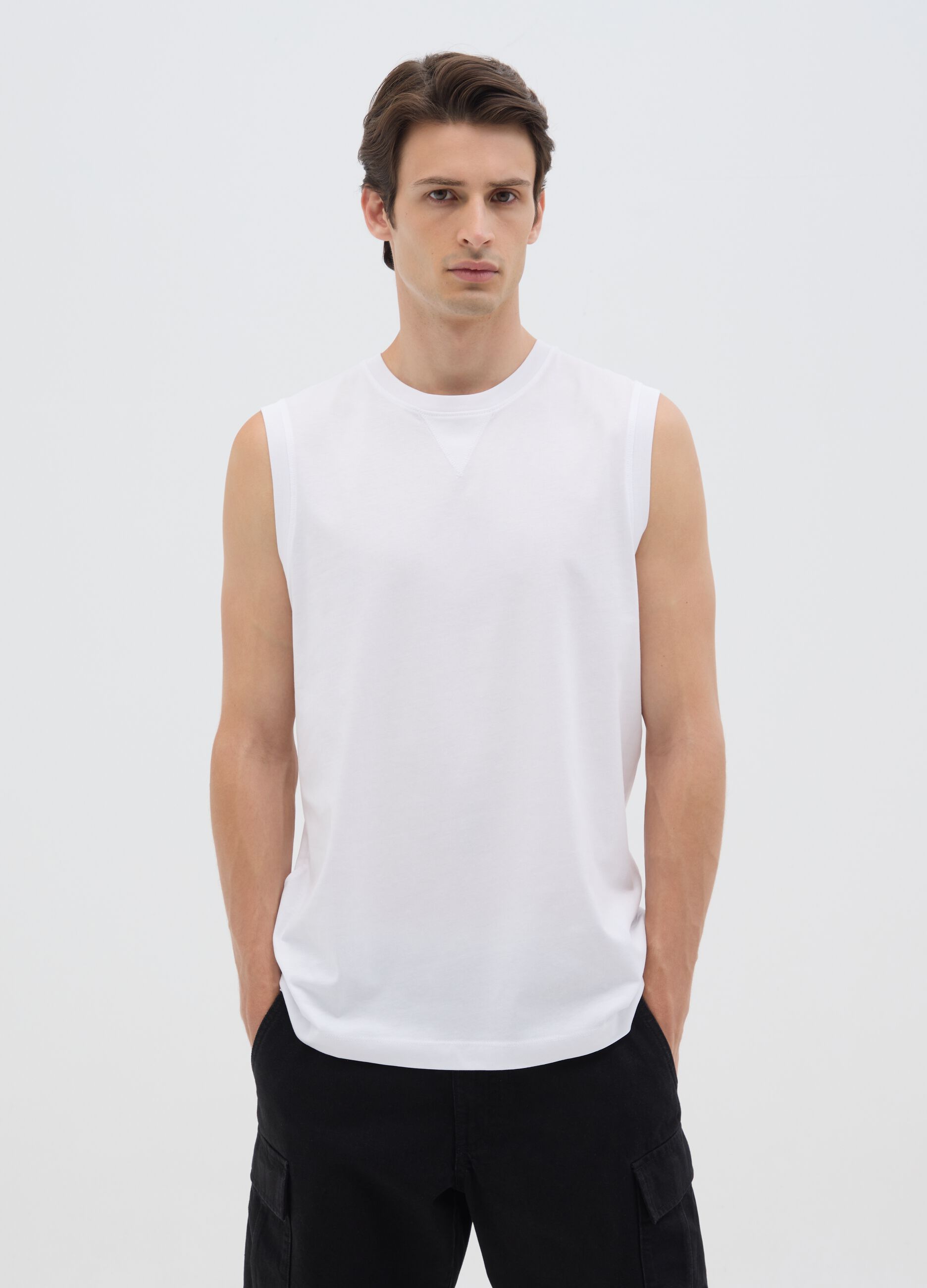 Canotta da uomo in puro cotone bianca regular fit