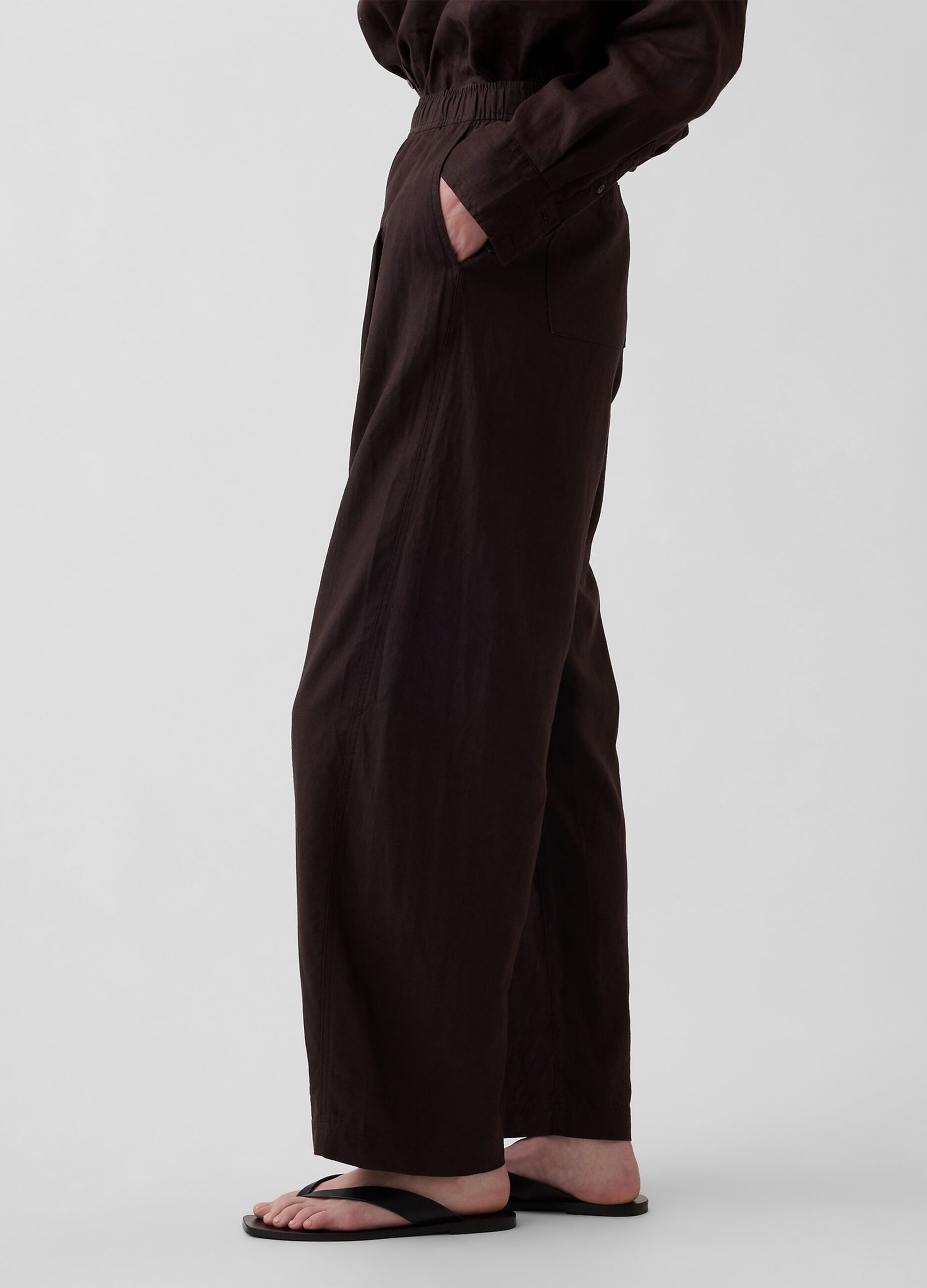 Linen-blend palazzo trousers