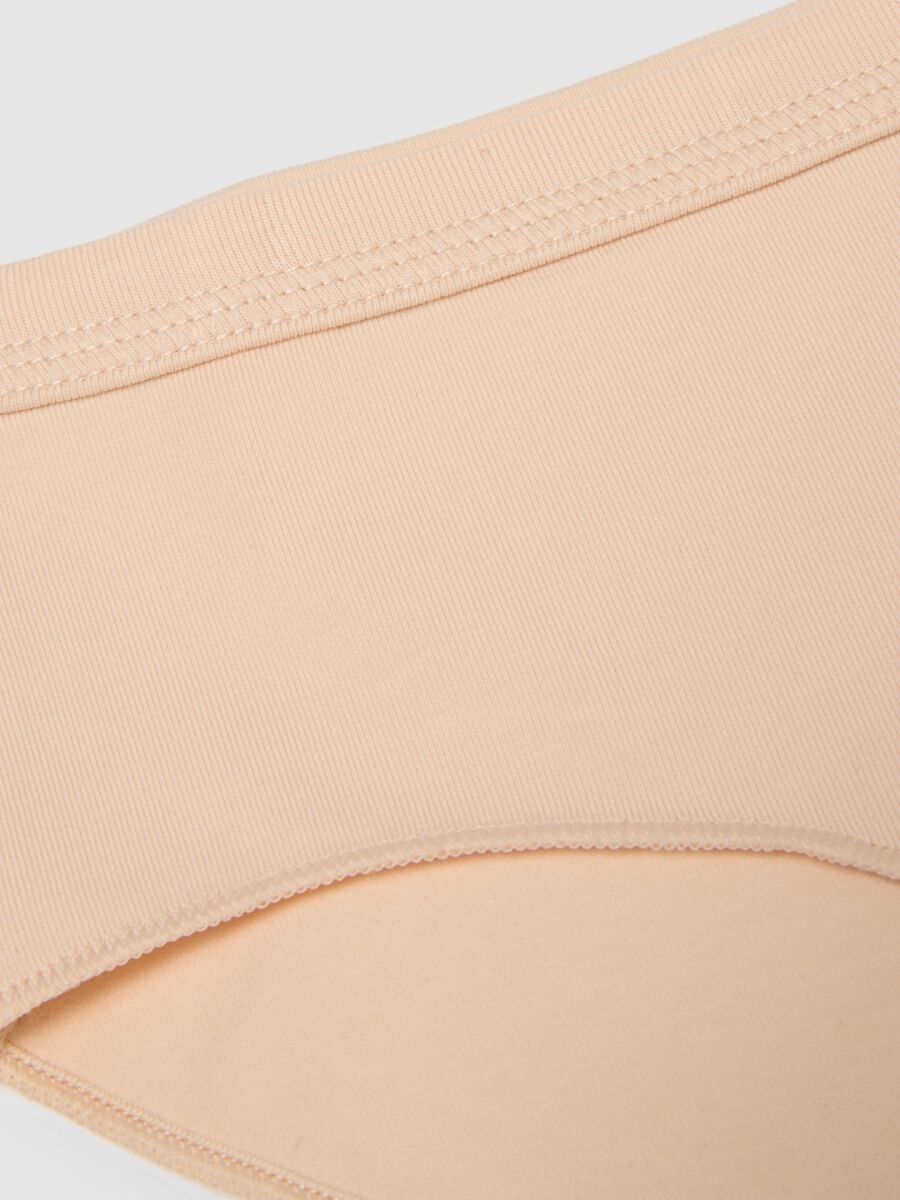 Beige stretch organic cotton briefs for girls_2
