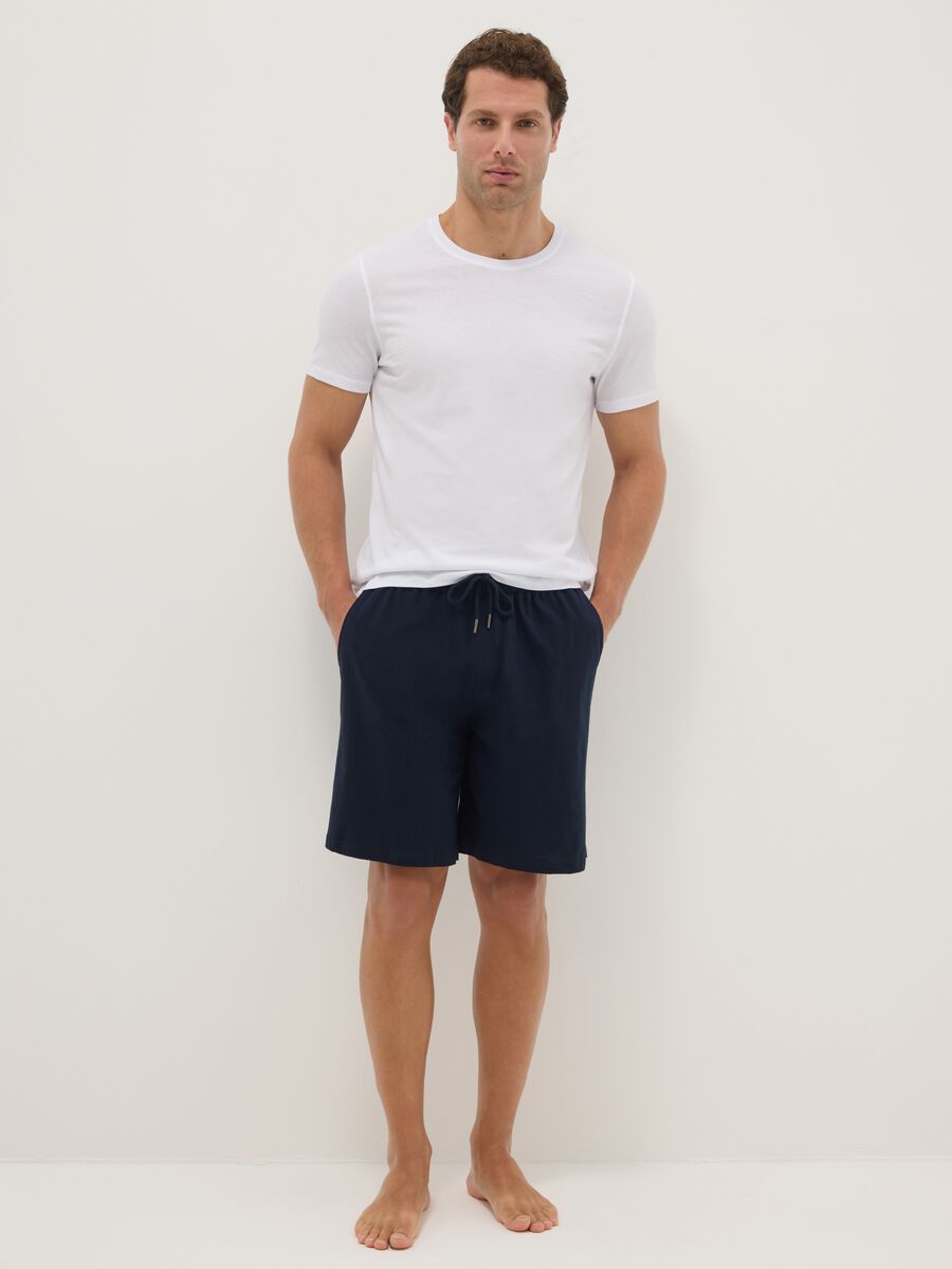 Blue pyjama shorts in pure cotton regular fit_0