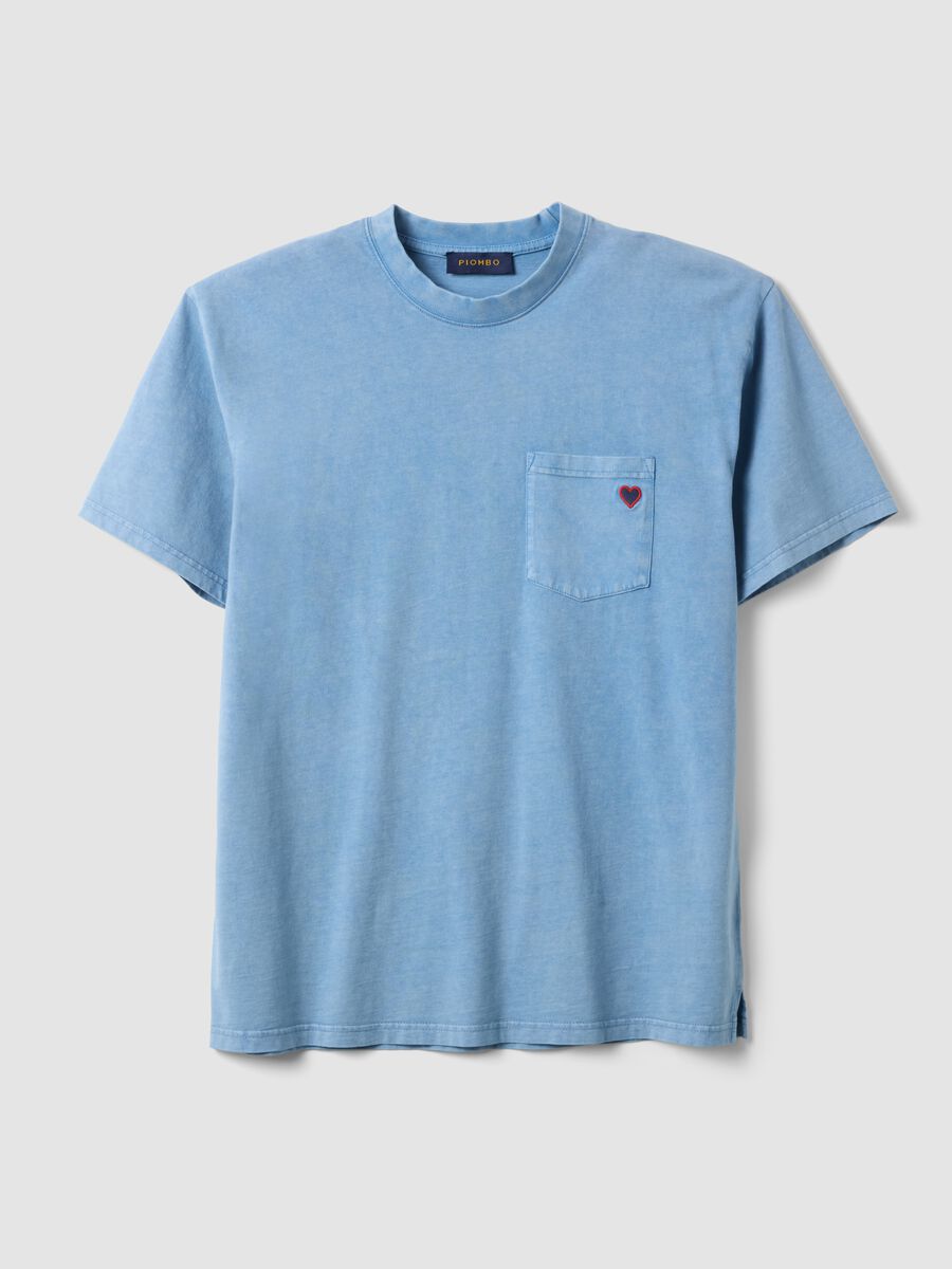 Sky blue pure cotton crew neck T-shirt with relaxed fit_4
