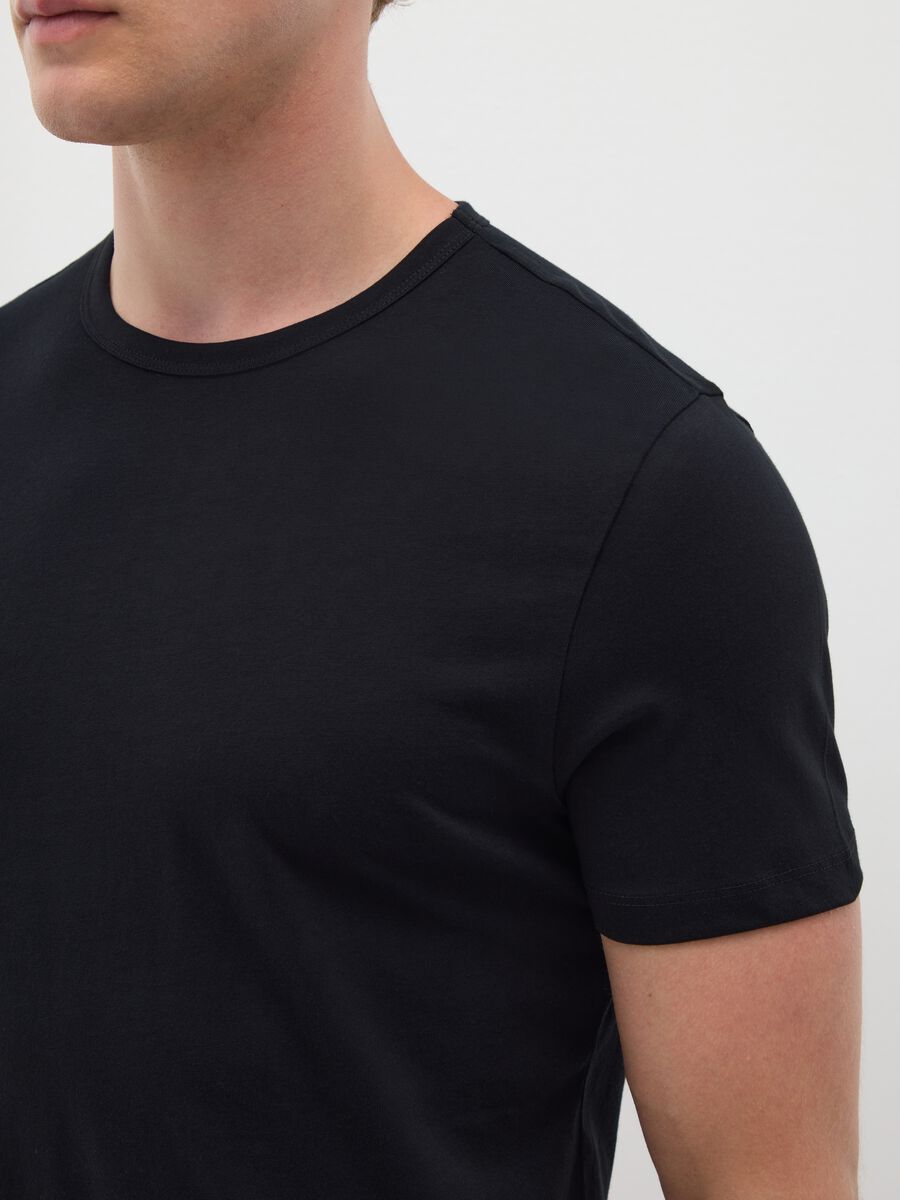 Bipack di t-shirt da uomo in puro cotone nere regular fit_2