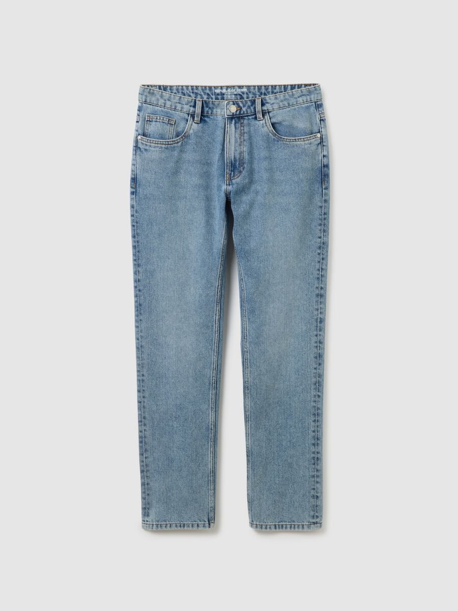 Regular fit blue denim jeans_4