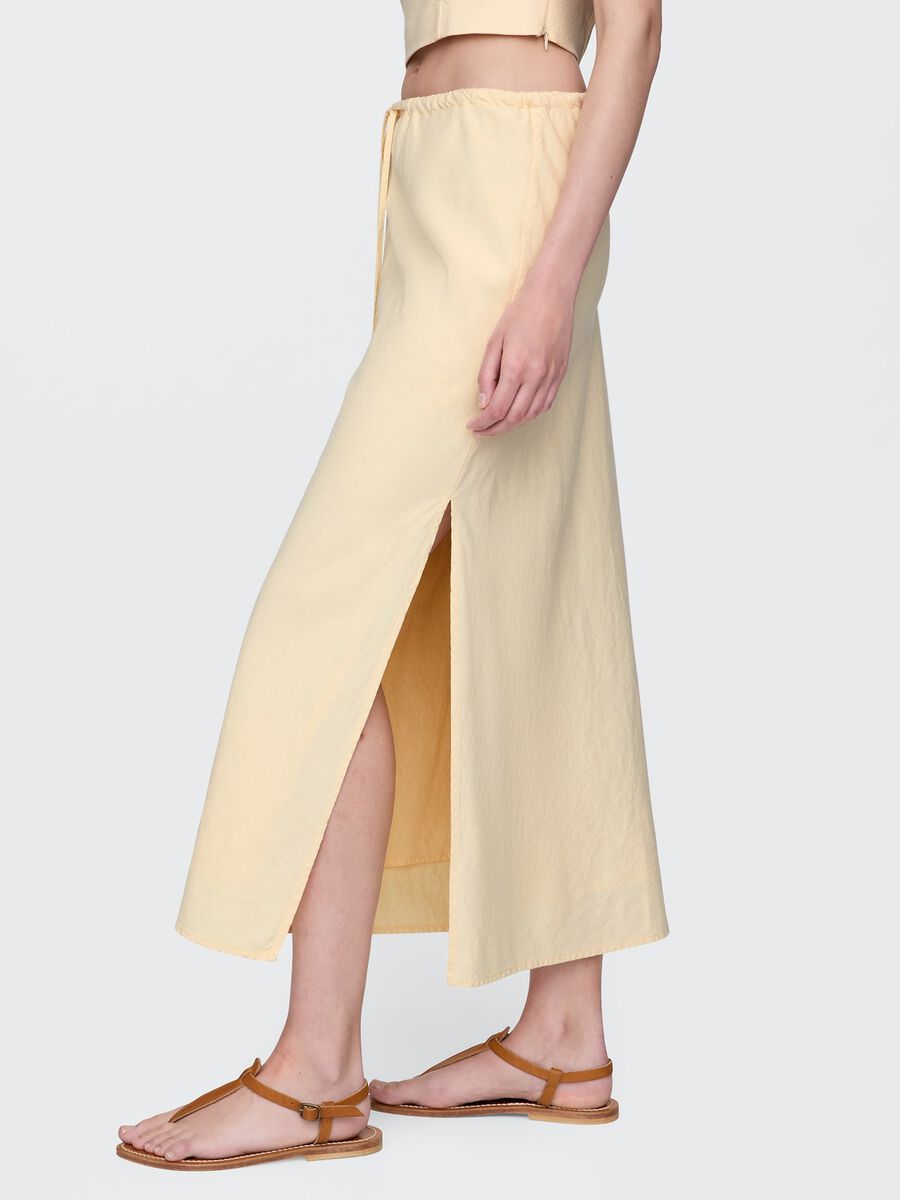 Gonna lunga beige in lino e viscosa_2