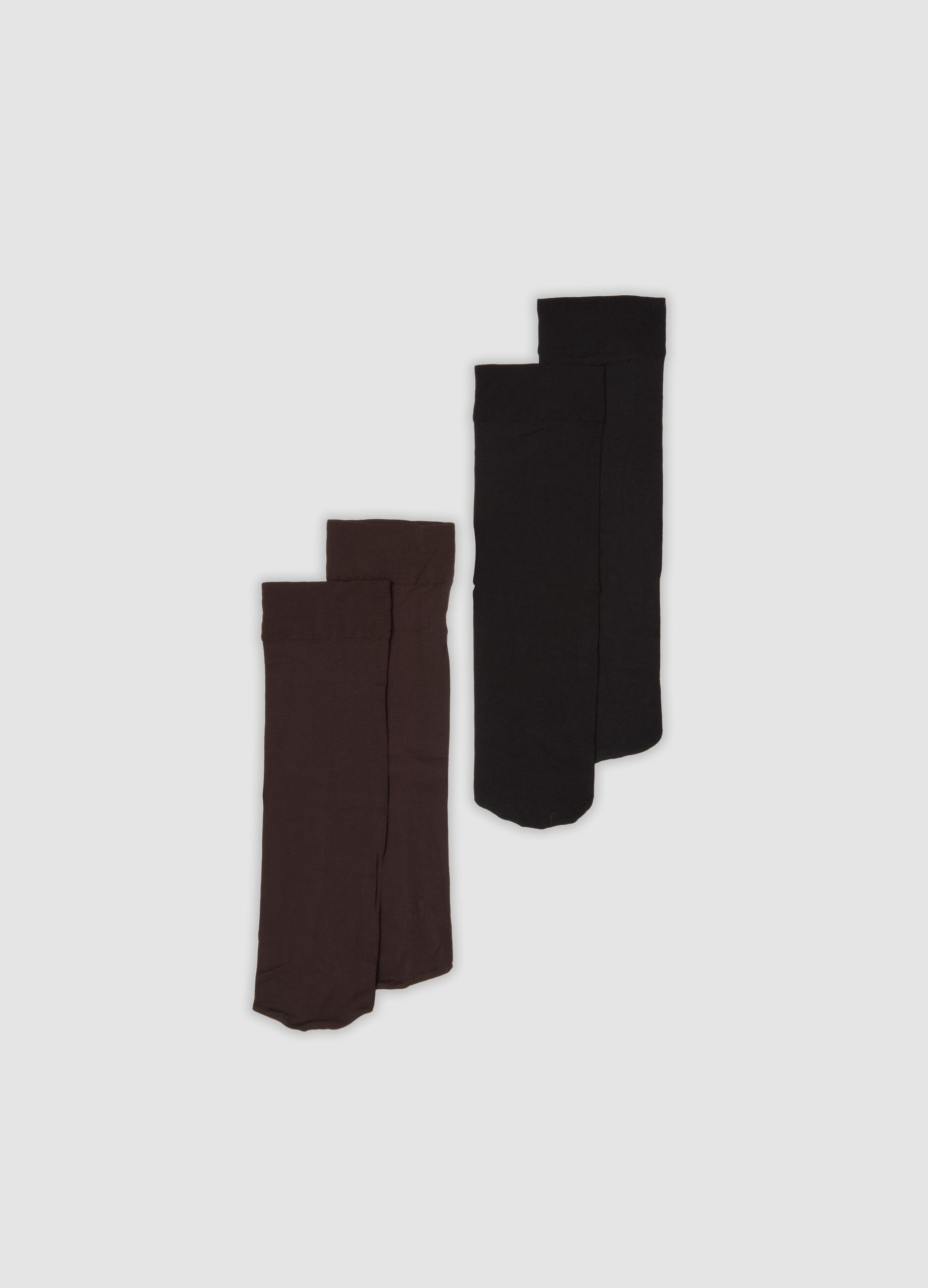 2-pack of grey and black stretch-fabric knee-high socks