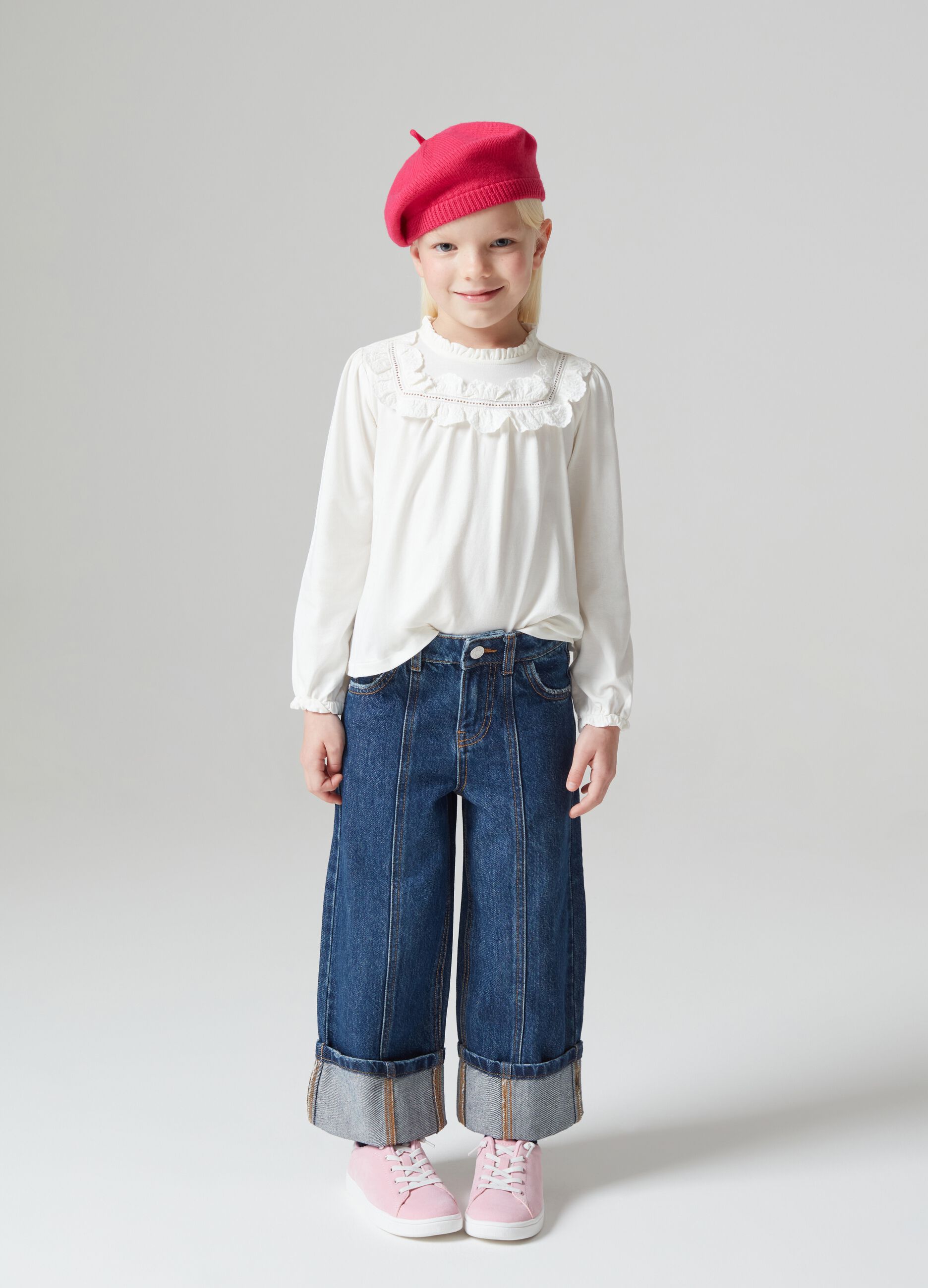 Jeans wide leg in cotone