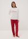 White fleece crew-neck regular-fit printed pyjamas_0